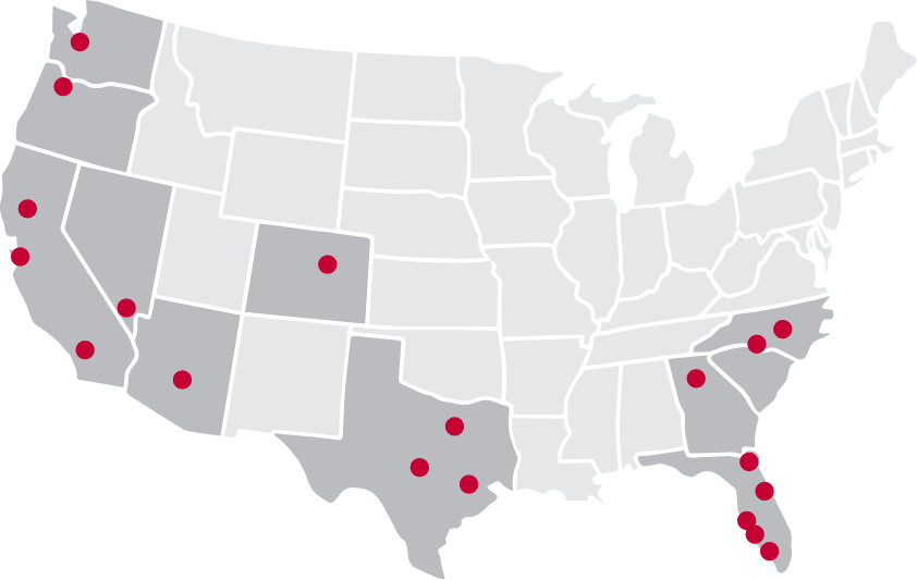 Map of all Taylor Morrison Locations